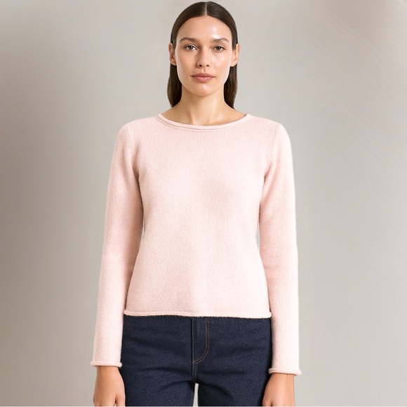 White Warren Cashmere Sweater M Pastel Pink Quiet Luxury Old Money Minimalist - Picture 1 of 12